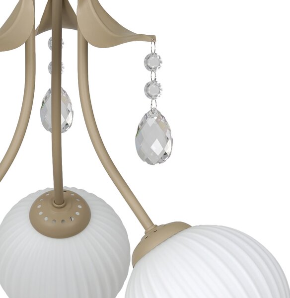 Milagro Lighting Stropna svetilka Celeste, siva-rjava, Ø 40 cm, kovina, 3-žarilna, zatemnjen, Zlata / medeninasta, Dnevna soba / jedilnica, Kovina