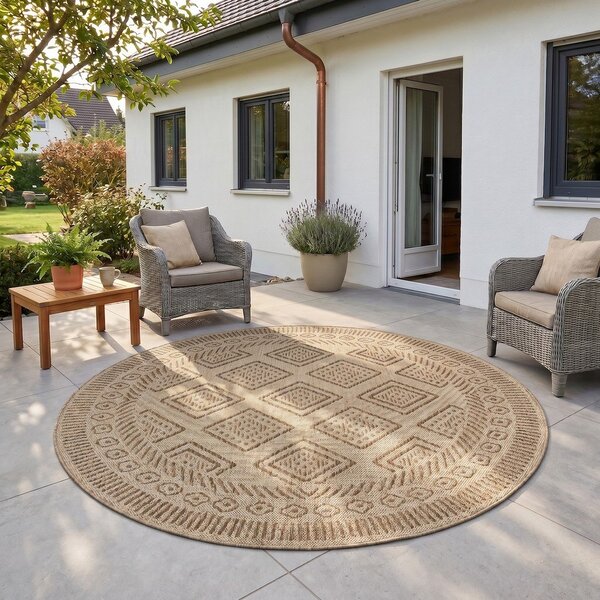 Bež okrogla notranja in zunanja preproga ø 80 cm Mira 1452 – Ayyildiz Carpets