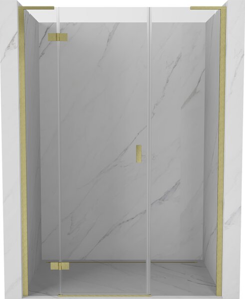 Mexen Mist-H L leva stranska nihajna tuš vrata 150 cm, prozorna, krtačeno zlato - 8A5L-150-001-55-00-L