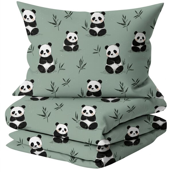 Set posteljnine iz mikrovlaken PANDA RELAX mint + prevleka za vzglavnik 50 x 70 cm GRATIS