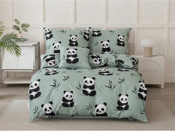 Set posteljnine iz mikrovlaken PANDA RELAX mint + prevleka za vzglavnik 50 x 70 cm GRATIS