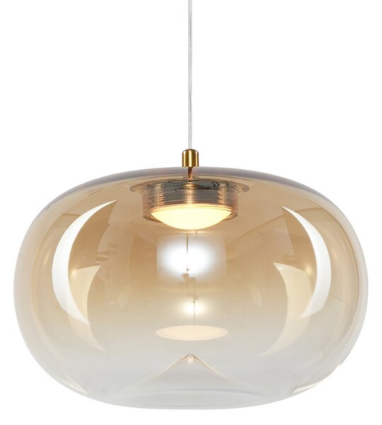 Milagro Lighting LED-visoka svetilka Vaso, jantarne barve, Ø 18 cm, steklo, Bež, Dnevna soba / jedilnica, Steklo, Sodobni