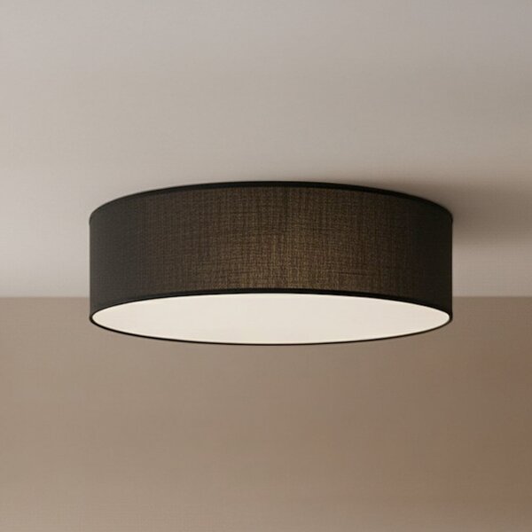 Milagro Lighting Stropna svetilka Marshall, črna, Ø 50 cm, kovina/ratan, zatemnjen, Črna, Dnevna soba / jedilnica, Les, Sodobni