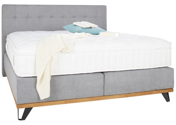 POSTELJA BOXSPRING x , tekstil, leseni material siva