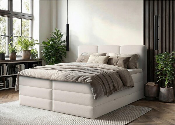 POSTELJA BOXSPRING 180 cm x 200 cm , tekstil, leseni material, les bela