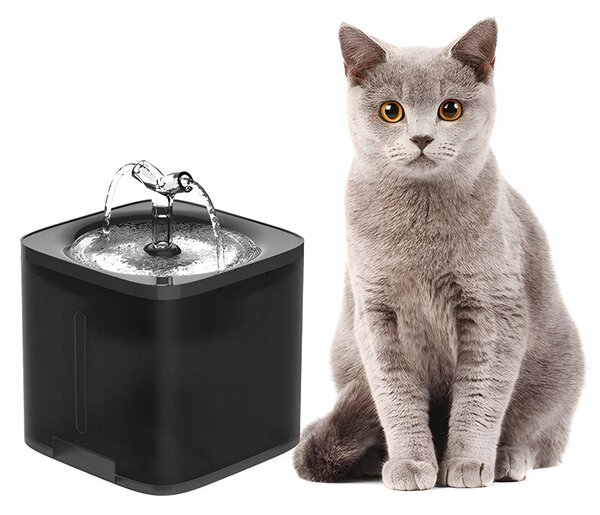 Avtomatska senzorska fontana in napajalnik za mačke in pse 2000ml USB črna