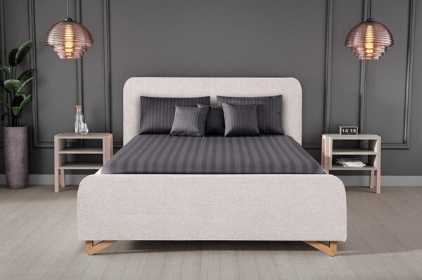 OBLAZINJENA POSTELJA 180 cm x 200 cm , les, umetna masa, tekstil, leseni material biserna