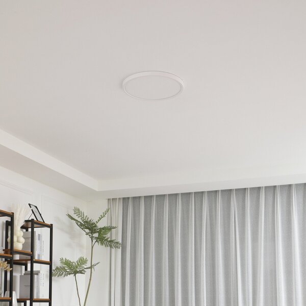 Lindby LED stropna svetilka Pravin, Ø 30 cm, CCT, bela, Bela, Dnevna soba / jedilnica, Plastika, Sodobni