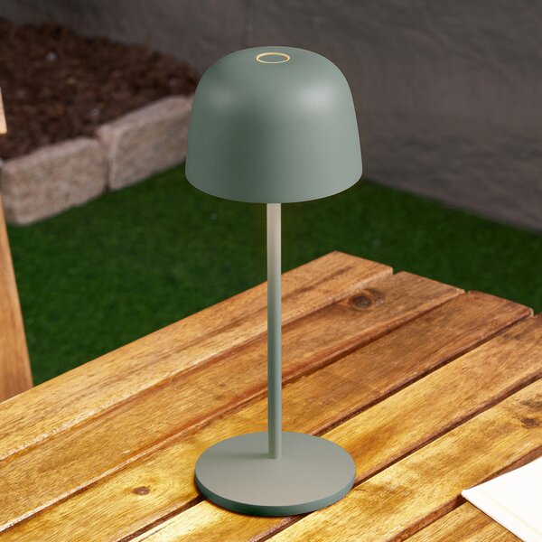 Lindby LED namizna svetilka Arietty, zelena, z možnostjo zatemnitve, IP65, zatemnjen, Zelena, Dnevna soba / jedilnica, Aluminij, Sodobni