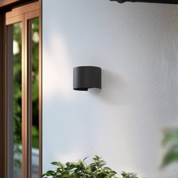 Lindby Smart LED zunanje stensko svetilo Dara siva okrogla CCT RGB Tuya, zatemnjen, Siva, Aluminij, Sodobni