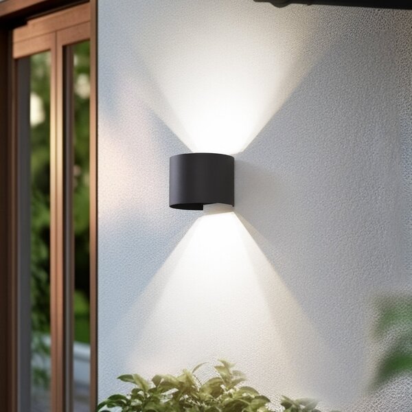 Lindby Smart LED zunanje stensko svetilo Dara siva okrogla CCT RGB Tuya, zatemnjen, Siva, Aluminij, Sodobni