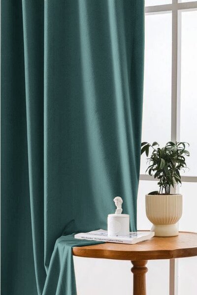 Zatemnitvena zavesa VELVET 140x250 cm, turkizna Za obesiti: Trak za nabiranje