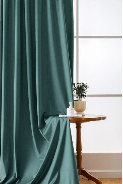 Zatemnitvena zavesa VELVET 140x250 cm, turkizna Za obesiti: Trak za nabiranje