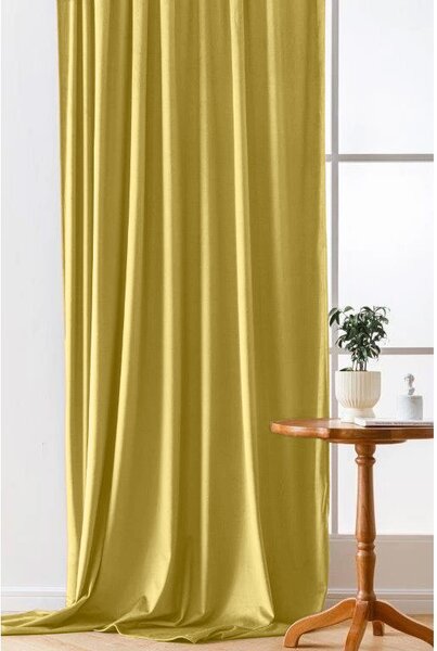 Zatemnitvena zavesa VELVET 140x270 cm, gorčična Za obesiti: Trak za nabiranje