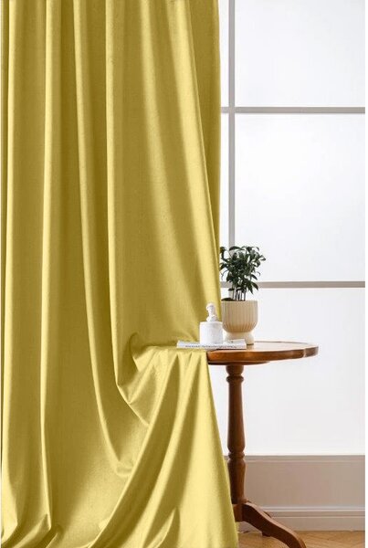 Zatemnitvena zavesa VELVET 140x270 cm, gorčična Za obesiti: Trak za nabiranje