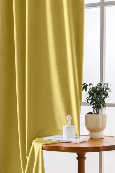 Zatemnitvena zavesa VELVET 140x270 cm, gorčična Za obesiti: Trak za nabiranje