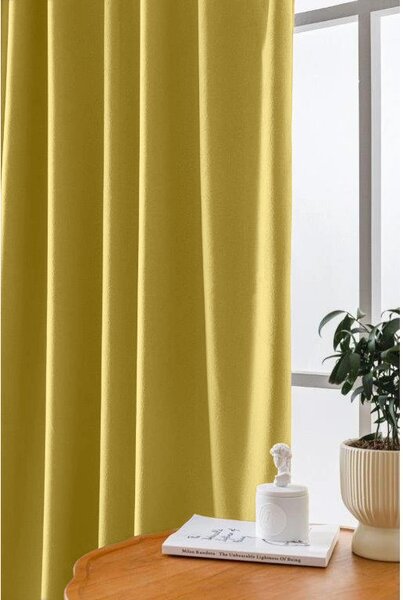 Zatemnitvena zavesa VELVET 140x270 cm, gorčična Za obesiti: Trak za nabiranje