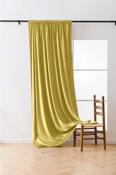 Zatemnitvena zavesa VELVET 140x270 cm, gorčična Za obesiti: Trak za nabiranje