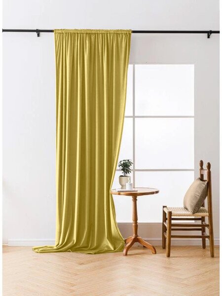 Zatemnitvena zavesa VELVET 140x270 cm, gorčična Za obesiti: Trak za nabiranje
