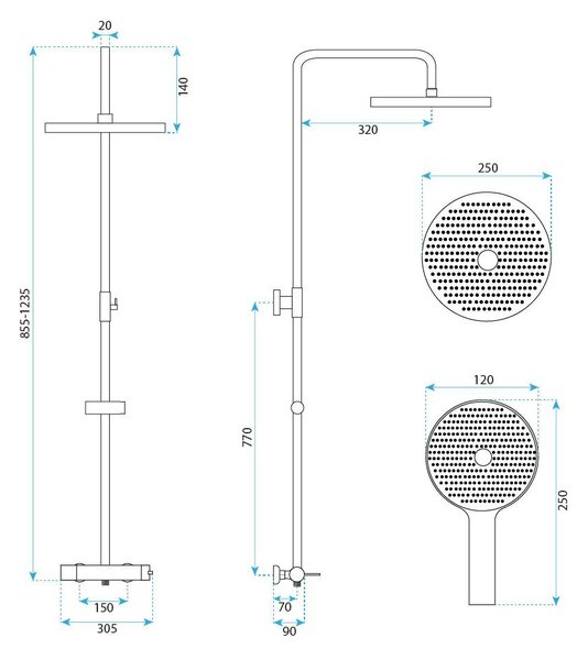 Komplet za prhanje Rea Grace Brush Nickel