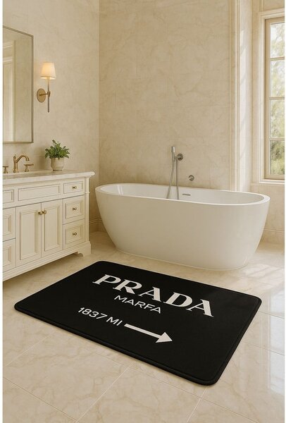 Črne žametne kopalniške preproge v kompletu 2 ks 60x100 cm Prada – Mila Home