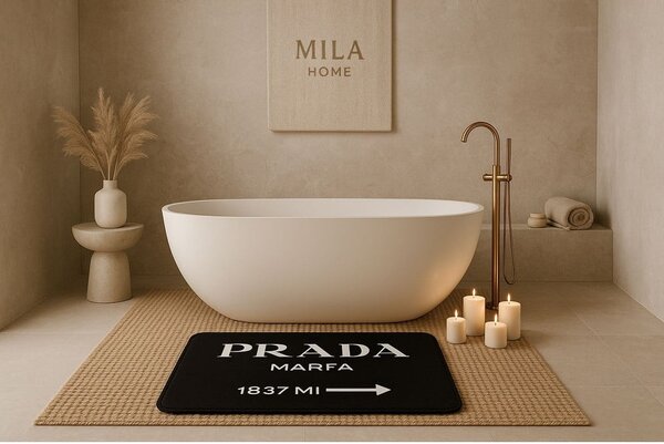 Črne žametne kopalniške preproge v kompletu 2 ks 60x100 cm Prada – Mila Home