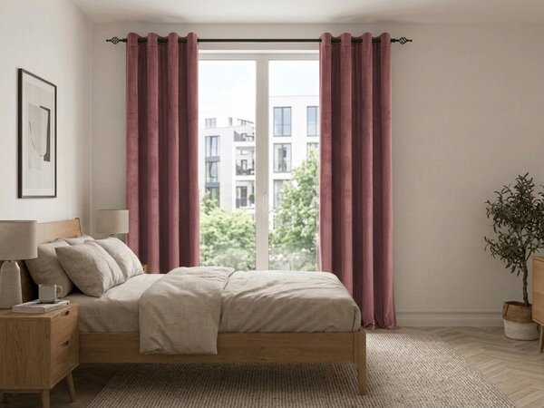 Zatemnitvena zavesa ELVIO VELVET 140x250 cm, staro rožnata Za obesiti: Kovinski obročki