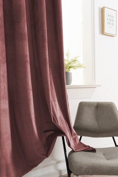 Zatemnitvena zavesa ELVIO VELVET 140x250 cm, staro rožnata Za obesiti: Kovinski obročki