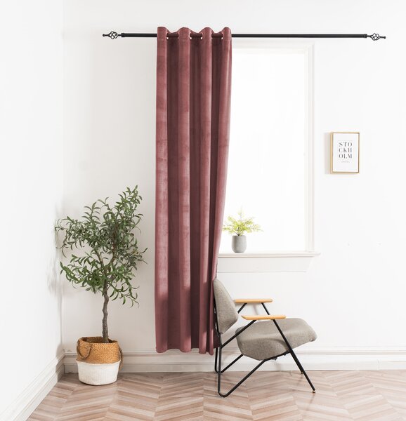 Zatemnitvena zavesa ELVIO VELVET 140x250 cm, staro rožnata Za obesiti: Kovinski obročki