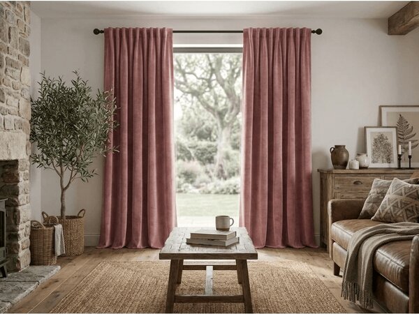 Zatemnitvena zavesa ELVIO VELVET 140x250 cm, staro rožnata Za obesiti: Kovinski obročki