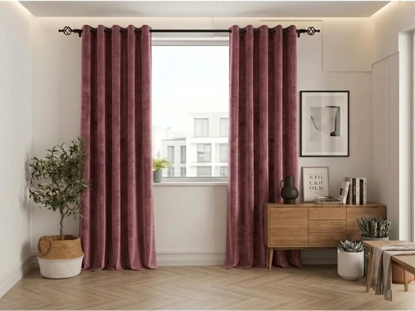 Zatemnitvena zavesa ELVIO VELVET 140x250 cm, staro rožnata Za obesiti: Kovinski obročki