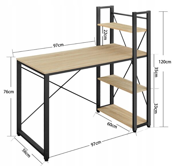 Pisalna miza TAYLOR SONOMA z regalom 120x60cm