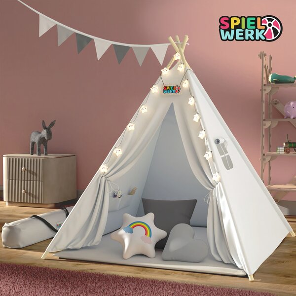 Otroški šotor tipi JULIUS, 120x120x160cm, bela/siva Spielwerk