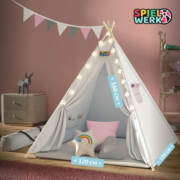 Otroški šotor tipi JULIA, 160x120x120cm, bež/roza Spielwerk