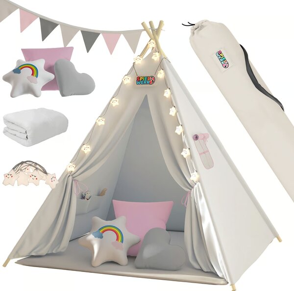 Otroški šotor tipi JULIA, 160x120x120cm, bež/roza Spielwerk