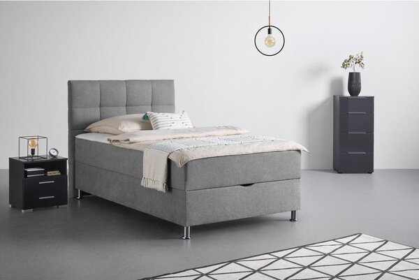Mömax Postelja Boxspring Oviedo, Siva, 140x200