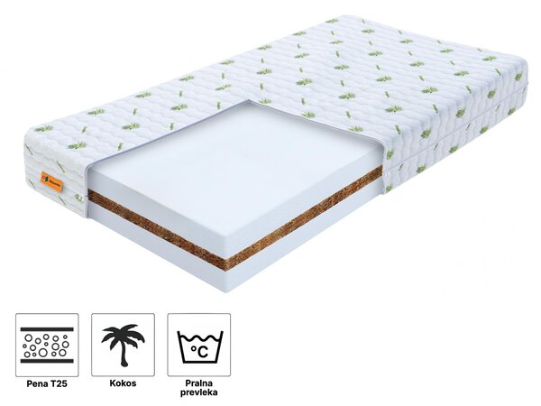 Wilsondo Otroška antialergijska vzmetnica Kokos Plus 60x120 - prevleka Aloe Vera