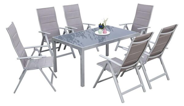 Gardenson Vrtna Garnitura Taviano, 7-Delno, Aluminij, Steklo