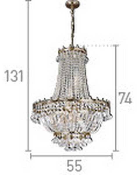 KRISTALNA VISEČA SVETILKA Versailles 55/131 cm E14