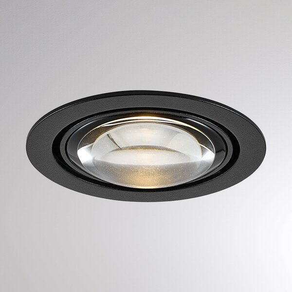 Molto Luce LED-stropna vgradna svetilka MAG MINI, črna, Ø 10 cm, CCT 18 V, Črna, Dnevna soba / jedilnica, Aluminij, Sodobni, Vgradne svetilke okrogle