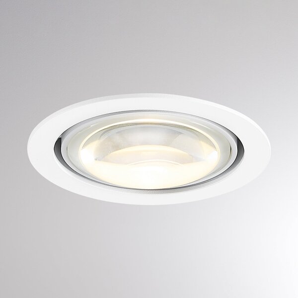 Molto Luce LED-stropna vgradna svetilka MAG MINI, bela, Ø 10 cm, CCT 18 V, Bela, Dnevna soba / jedilnica, Aluminij, Sodobni, Vgradne svetilke okrogle