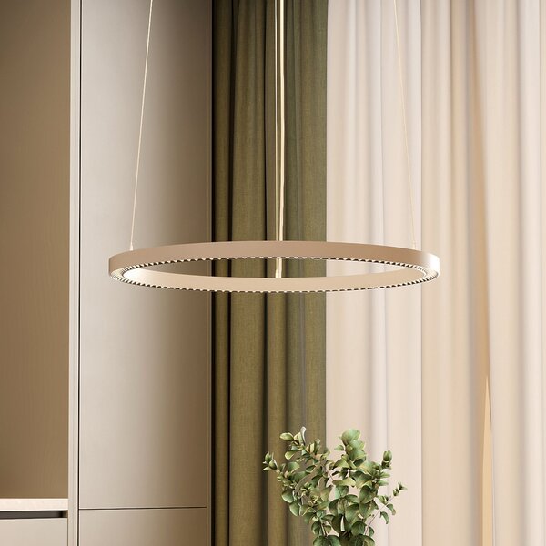 Molto Luce LED-visoka svetilka PERFORA PRO M, Ø 66 cm, bela, DALI up/down CCT, zatemnjen, Bela, Dnevna soba / jedilnica, Aluminij, Sodobni