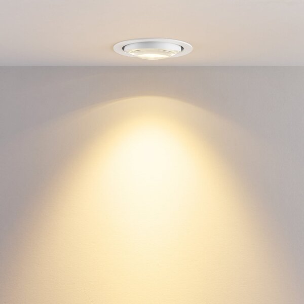 Molto Luce LED-stropna vgradna svetilka MAG MINI, bela, Ø 10 cm, CCT 18 V, Bela, Dnevna soba / jedilnica, Aluminij, Sodobni, Vgradne svetilke okrogle