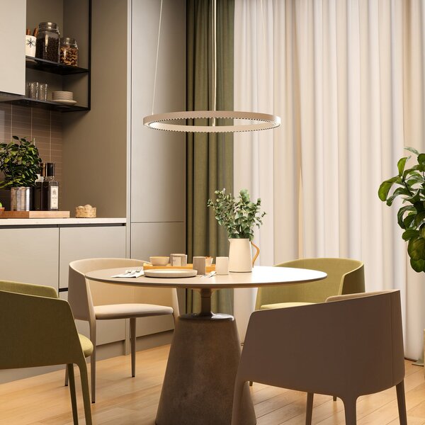Molto Luce LED-visoka svetilka PERFORA PRO M, Ø 66 cm, bela, DALI up/down CCT, zatemnjen, Bela, Dnevna soba / jedilnica, Aluminij, Sodobni