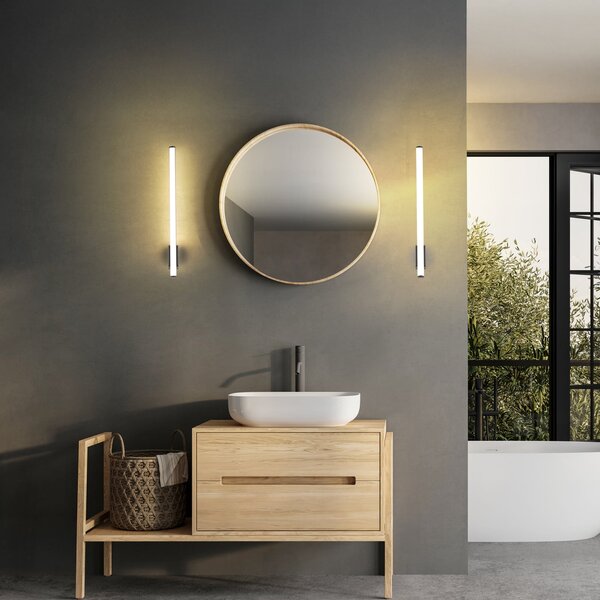 Molto Luce LED-stenna svetilka VINA UP M, črna, višina 60 cm, IP44, CCT, Črna, Kopalnica, Aluminij, Sodobni