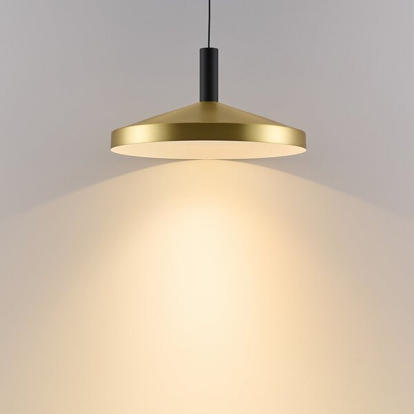 Molto Luce LED-visoka svetilka LORA III, medenina, Ø 36 cm, z možnostjo zatemnitve, 40° CCT, zatemnjen, Zlata / medeninasta, Dnevna soba / jedilnica, Kovina, Sodobni