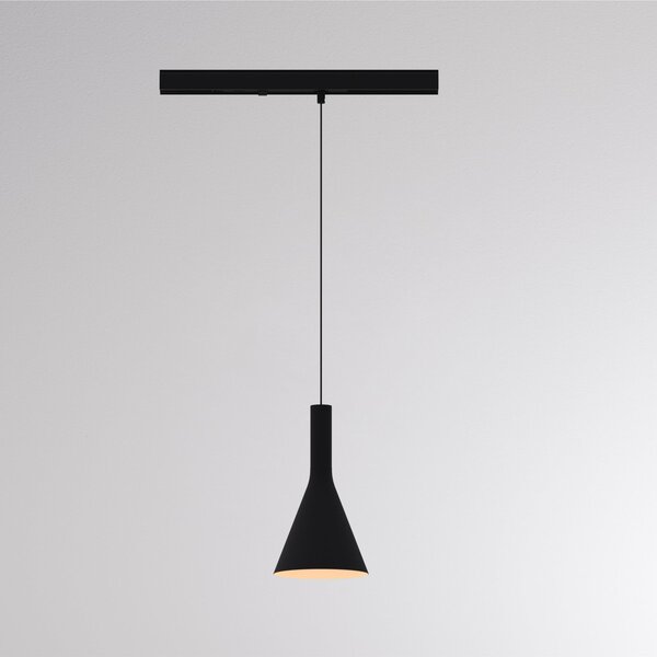 Molto Luce LED-viseča svetilka na tirnici LORA I, črna, Ø 15 cm, 40° CCT, trifazna, Črna, Dnevna soba / jedilnica, Kovina, Sodobni, Sistem tirnic