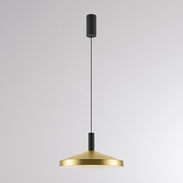 Molto Luce LED-visoka svetilka LORA III, medenina, Ø 36 cm, z možnostjo zatemnitve, 40° CCT, zatemnjen, Zlata / medeninasta, Dnevna soba / jedilnica, Kovina, Sodobni