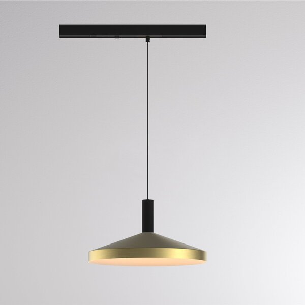 Molto Luce LED-viseča svetilka na tirnici LORA III, medenina, Ø 36 cm, 40°, CCT, trifazna, Zlata / medeninasta, Dnevna soba / jedilnica, Kovina, Sodobni, Sistem tirnic