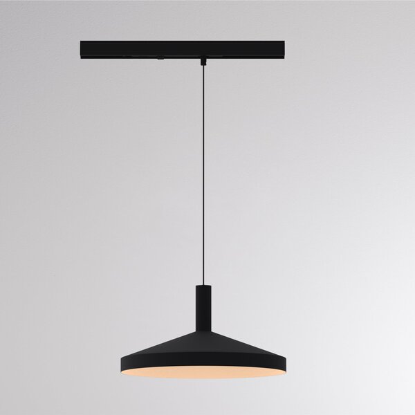 Molto Luce LED-viseča svetilka na tirnici LORA III, črna, Ø 36 cm, 40°, CCT, trifazna, Črna, Dnevna soba / jedilnica, Kovina, Sodobni, Sistem tirnic